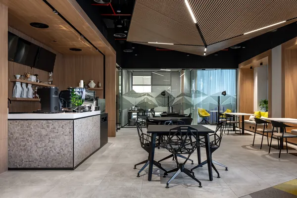 In-house specialty coffee bar with seating